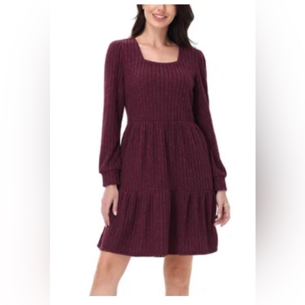 Frye Women's Ribbed Casual Dress Dark Red Size Large